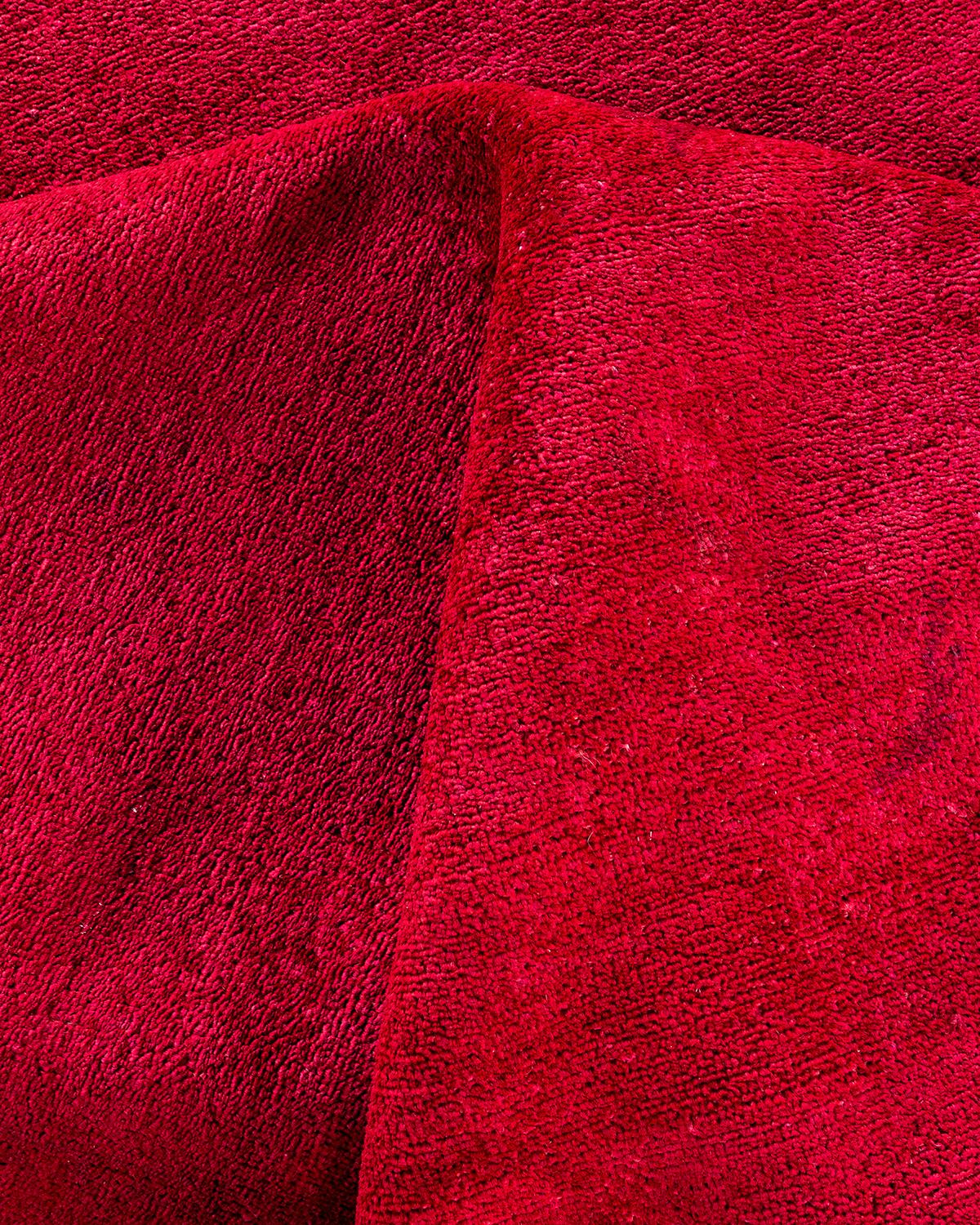 Contemporary Overdyed Hand Knotted Wool Pink Area Rug im Angebot 1