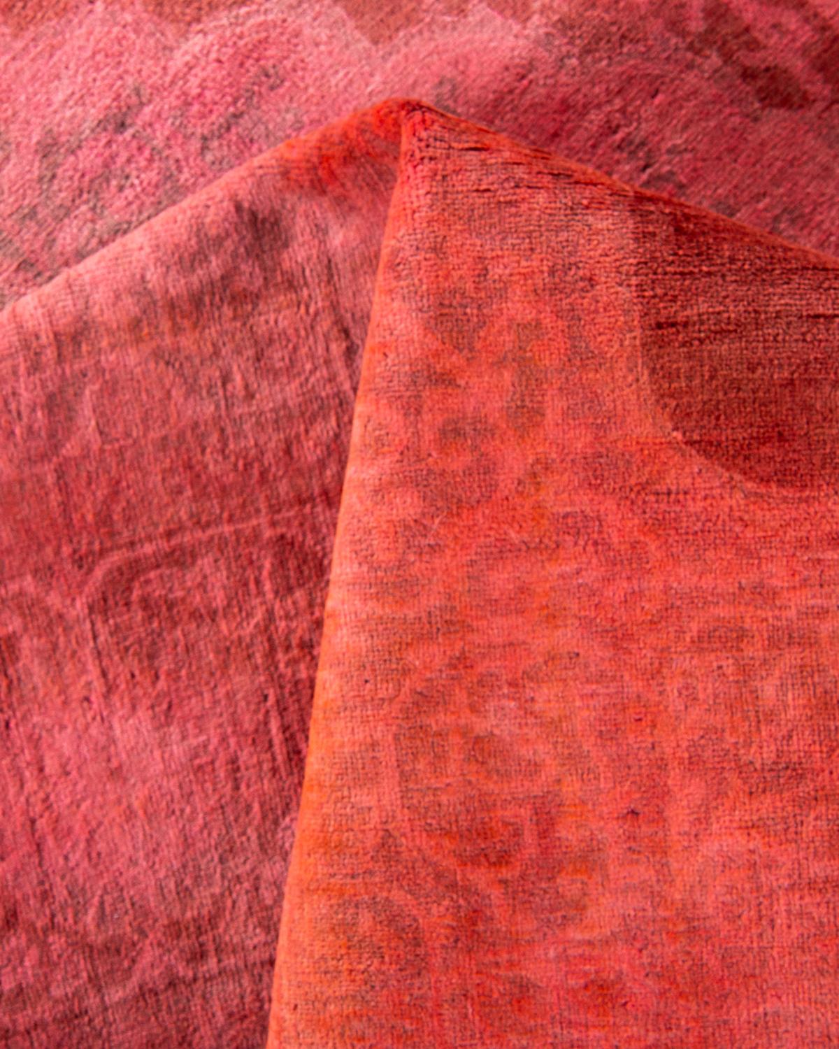 Contemporary Overdyed Hand Knotted Wool Pink Area Rug For Sale 3