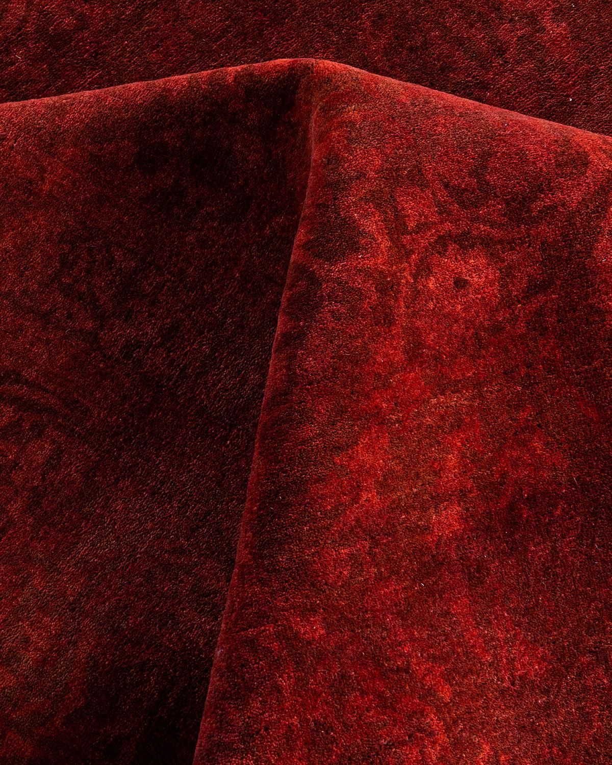 Alfombra de lana teñida a mano contemporánea rosa en venta 1