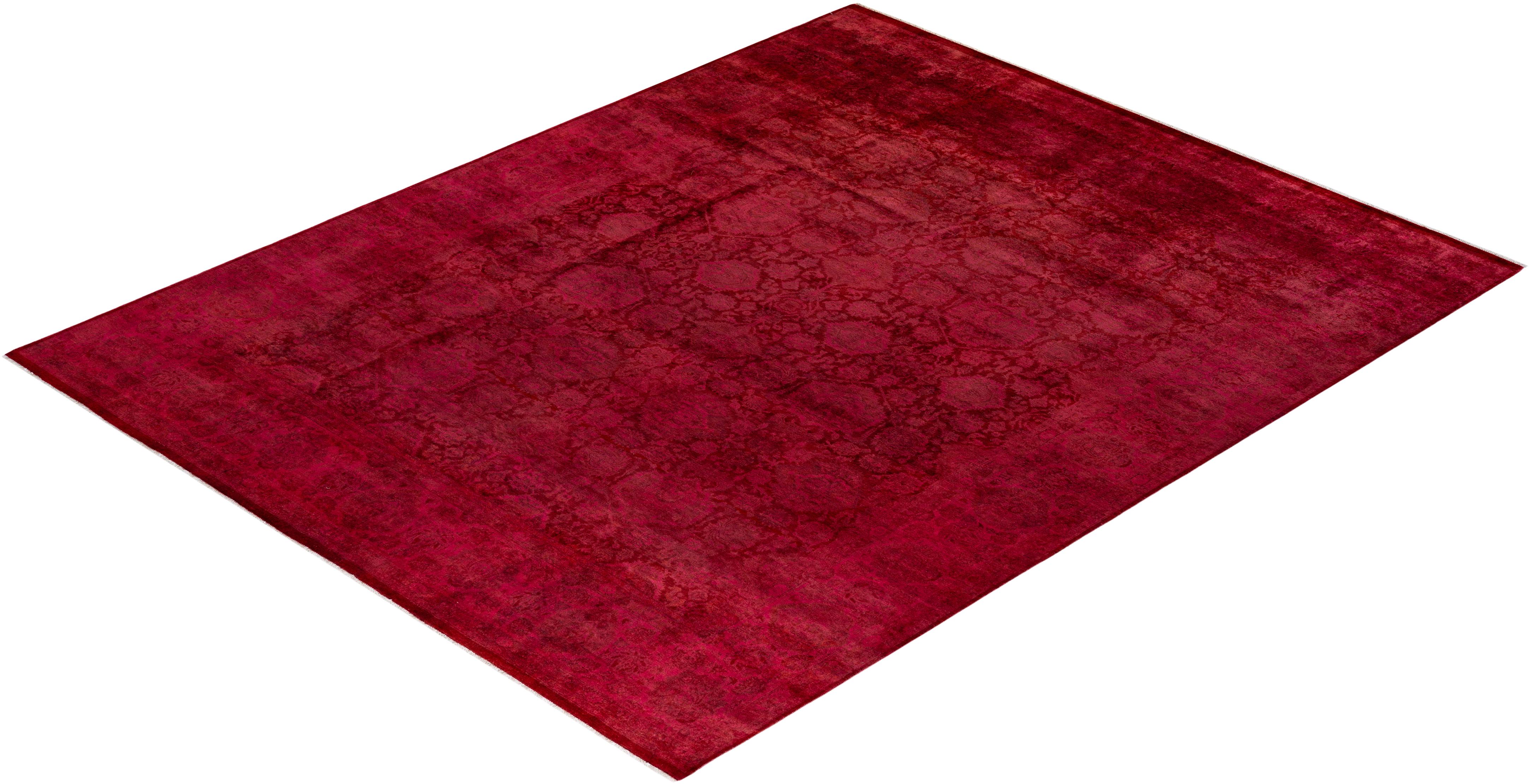 Contemporary Overdyed Hand Knotted Wool Pink Area Rug im Angebot 2