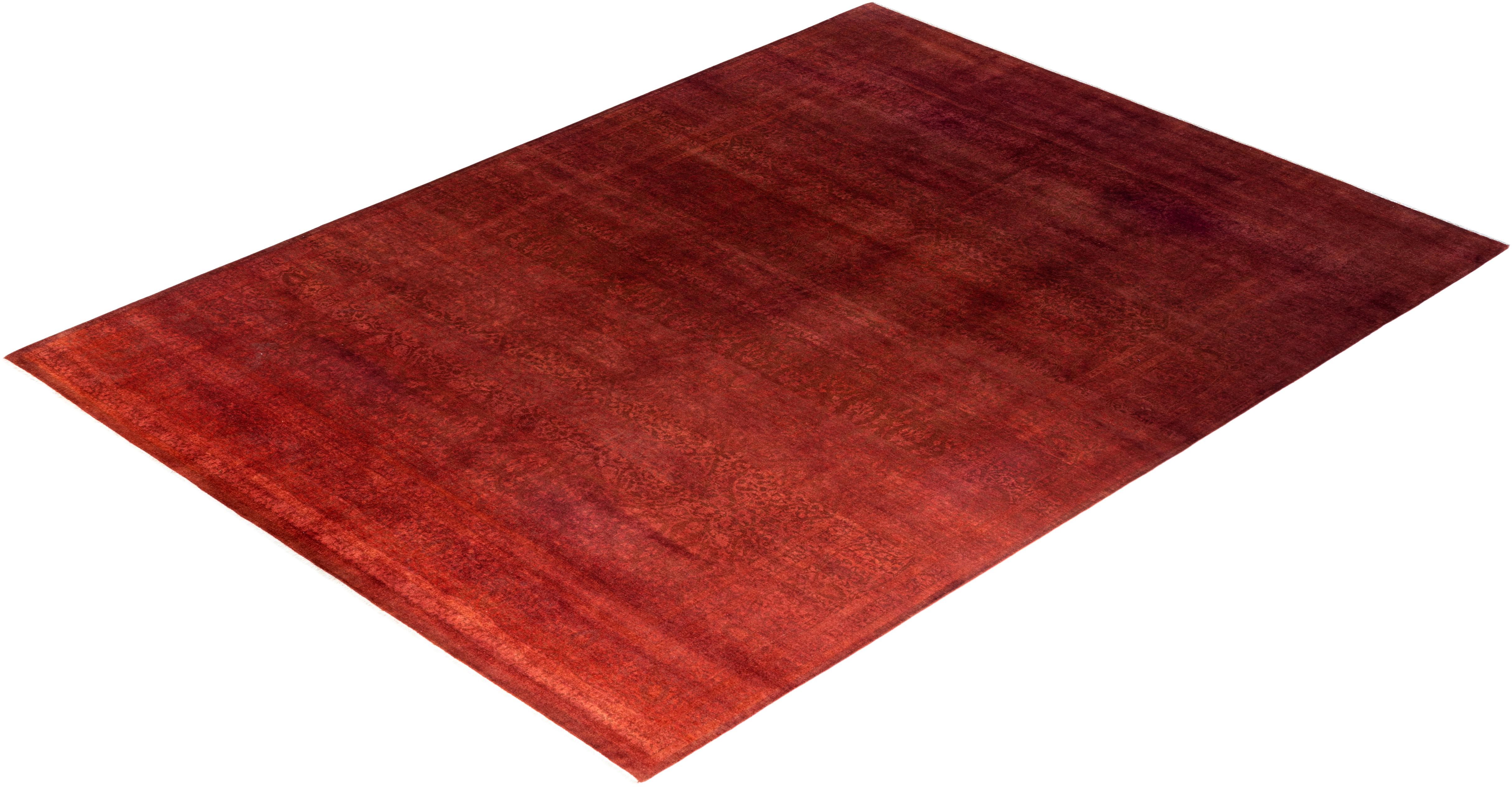 Alfombra de lana teñida a mano contemporánea rosa en venta 2