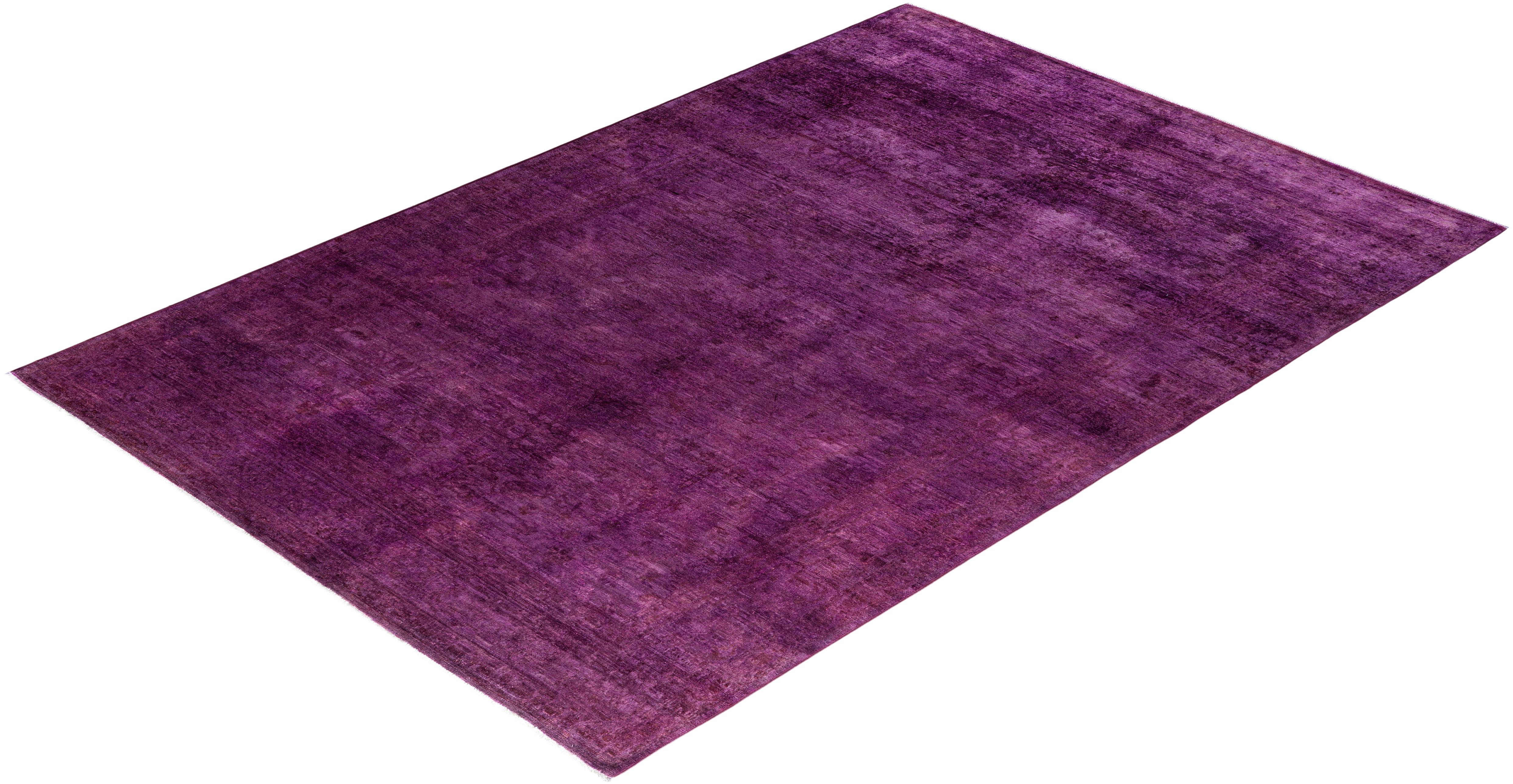 Tapis Contemporary en laine surteinte nouée à la main rose en vente 2