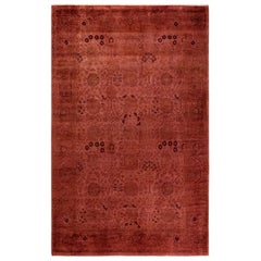 Tapis Contemporary en laine surteinte nouée à la main rose