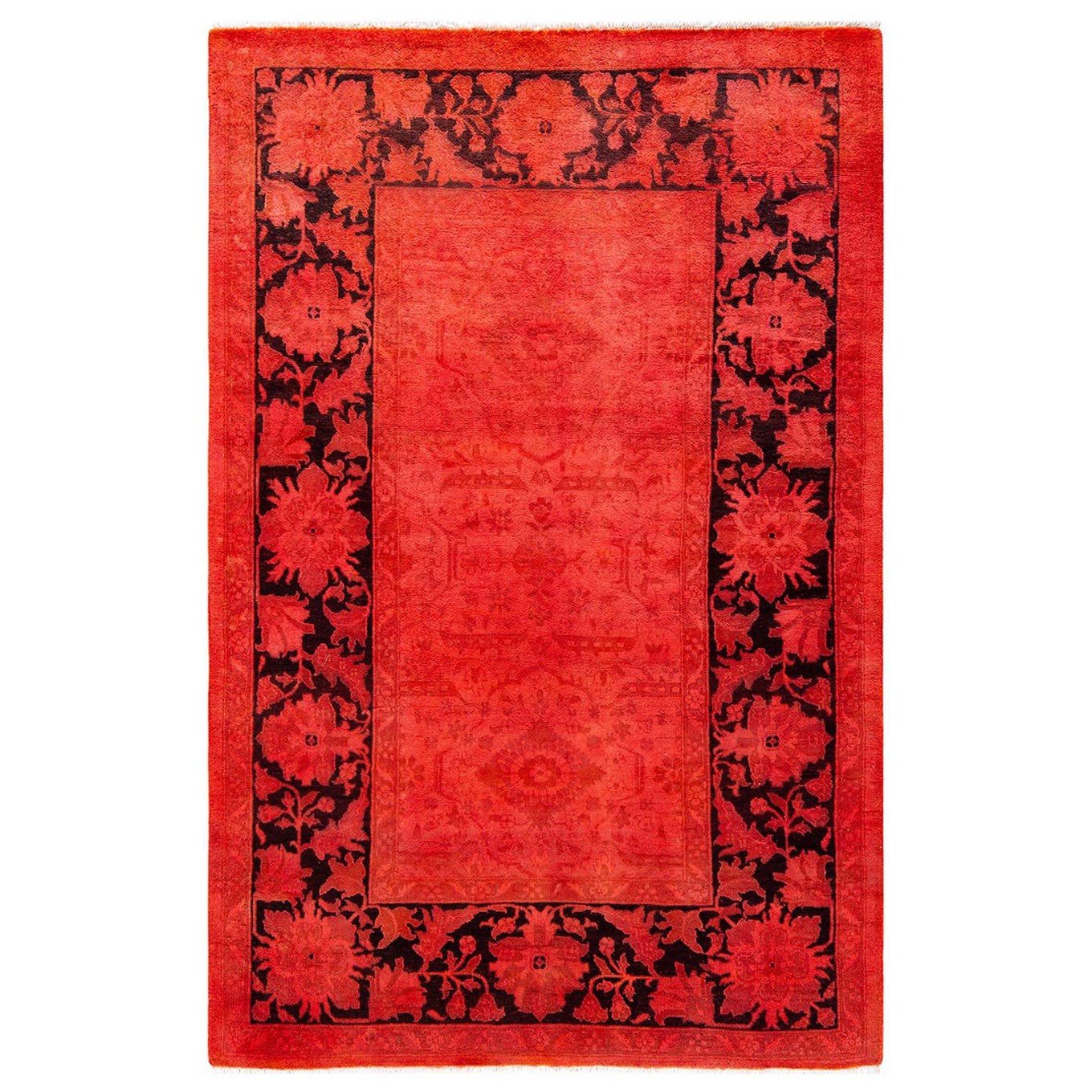 Tapis Contemporary en laine surteinte nouée à la main rose