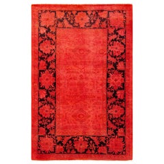 Tapis Contemporary en laine surteinte nouée à la main rose