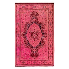 Tapis Contemporary en laine surteinte nouée à la main rose