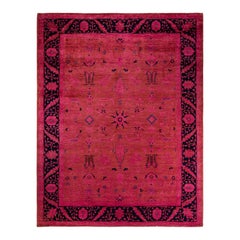 Contemporary Overdyed Hand Knotted Wool Pink Area Rugs (Tappeto rosa in lana)