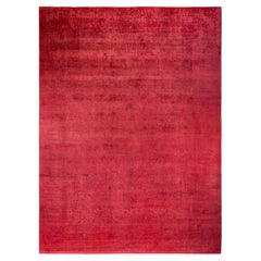 Contemporary Overdyed Hand Knotted Wool Pink Area Rug