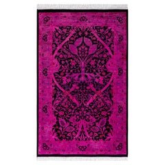 Contemporary Overdyed Hand Knotted Wool Pink Area Rugs (Tappeto rosa in lana)