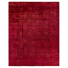 Alfombra de lana teñida a mano contemporánea rosa