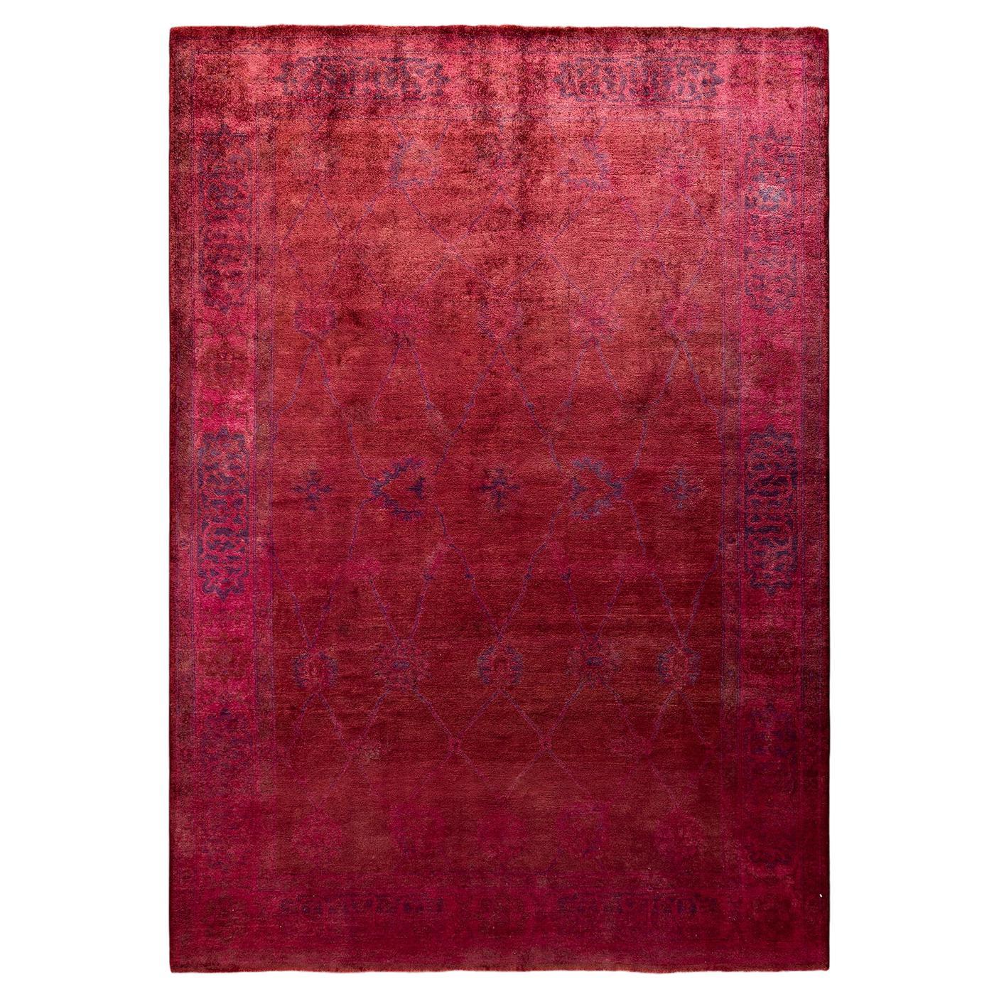 Contemporary Overdyed Hand Knotted Wool Pink Area Rug im Angebot