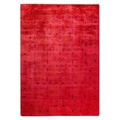 Contemporary Overdyed Hand Knotted Wool Pink Area Rug Contemporary Overdyed Hand Knotted Wool Pink Area Rug