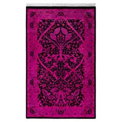 Contemporary Overdyed Hand Knotted Wool Pink Area Rug Contemporary Overdyed Hand Knotted Wool Pink Area Rug