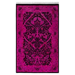 Contemporary Overdyed Hand Knotted Wool Pink Area Rug