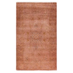 Contemporary Overdyed Hand Knotted Wool Pink Area Rug