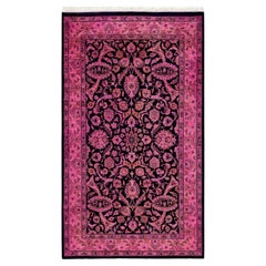 Tapis Contemporary en laine surteinte nouée à la main rose