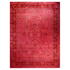 Contemporary Overdyed Hand Knotted Wool Pink Area Rug
