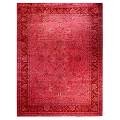 Contemporary Overdyed Hand Knotted Wool Pink Area Rug