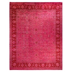 Contemporary Overdyed Hand Knotted Wool Pink Area Rug 