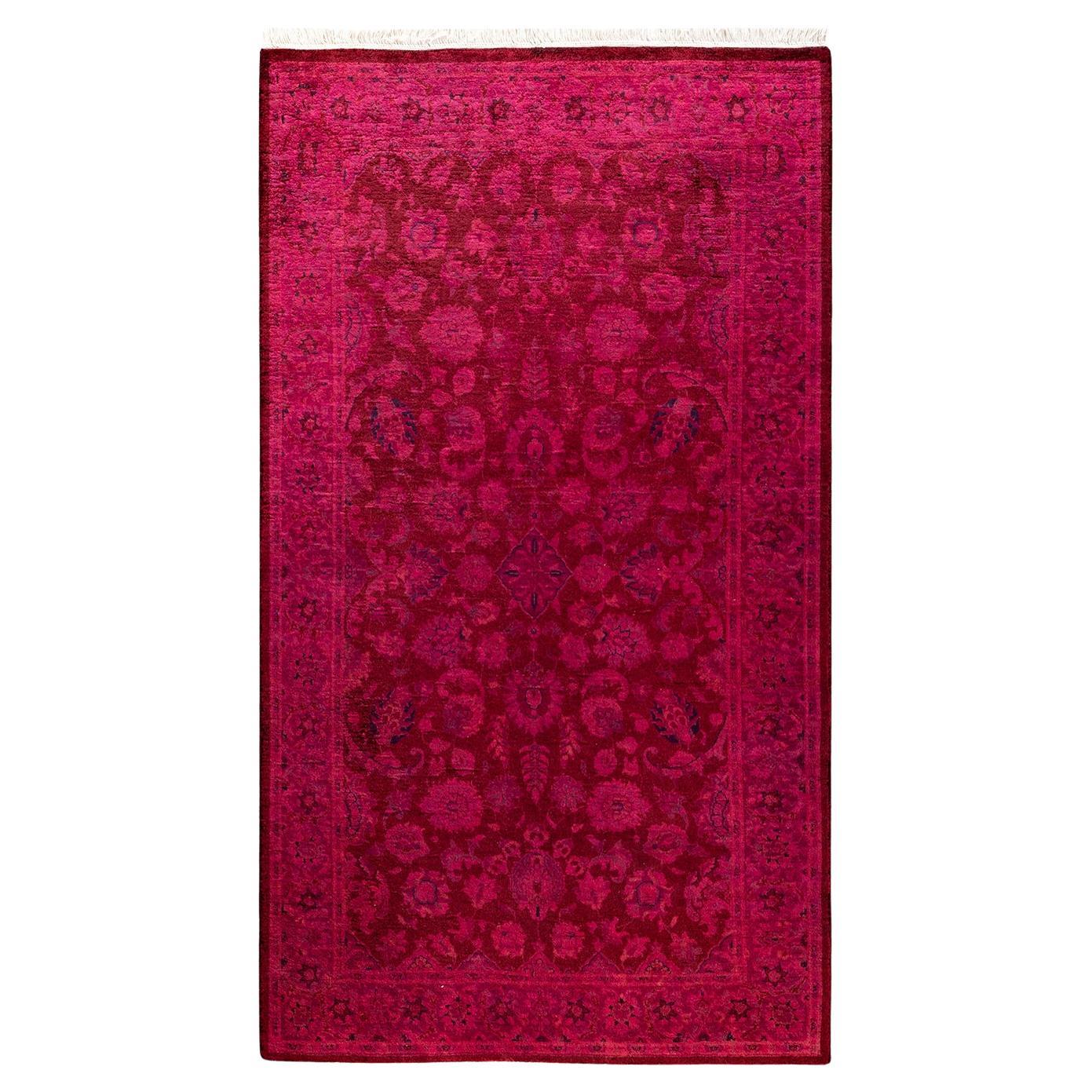 Contemporary Overdyed Hand Knotted Wool Pink Area Rugs (Tappeto rosa in lana) in vendita