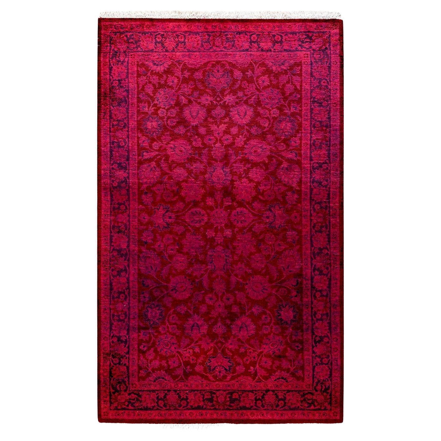 Contemporary Overdyed Hand Knotted Wool Pink Area Rugs (Tappeto rosa in lana)