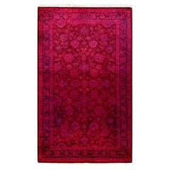 Contemporary Overdyed Hand Knotted Wool Pink Area Rug