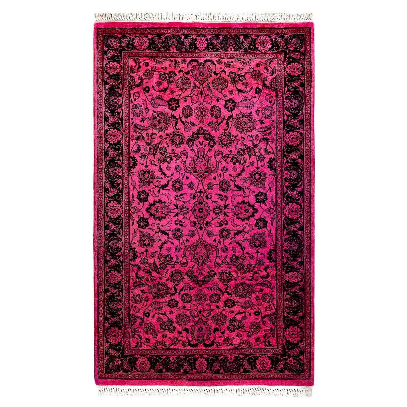 Tapis Contemporary en laine surteinte nouée à la main rose