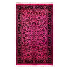 Contemporary Overdyed Hand Knotted Wool Pink Area Rug