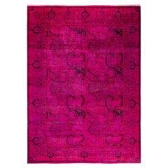 Contemporary Overdyed Hand Knotted Wool Pink Area Rug