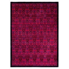 Contemporary Overdyed Hand Knotted Wool Pink Area Rug