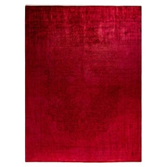 Contemporary Overdyed Hand Knotted Wool Pink Area Rug