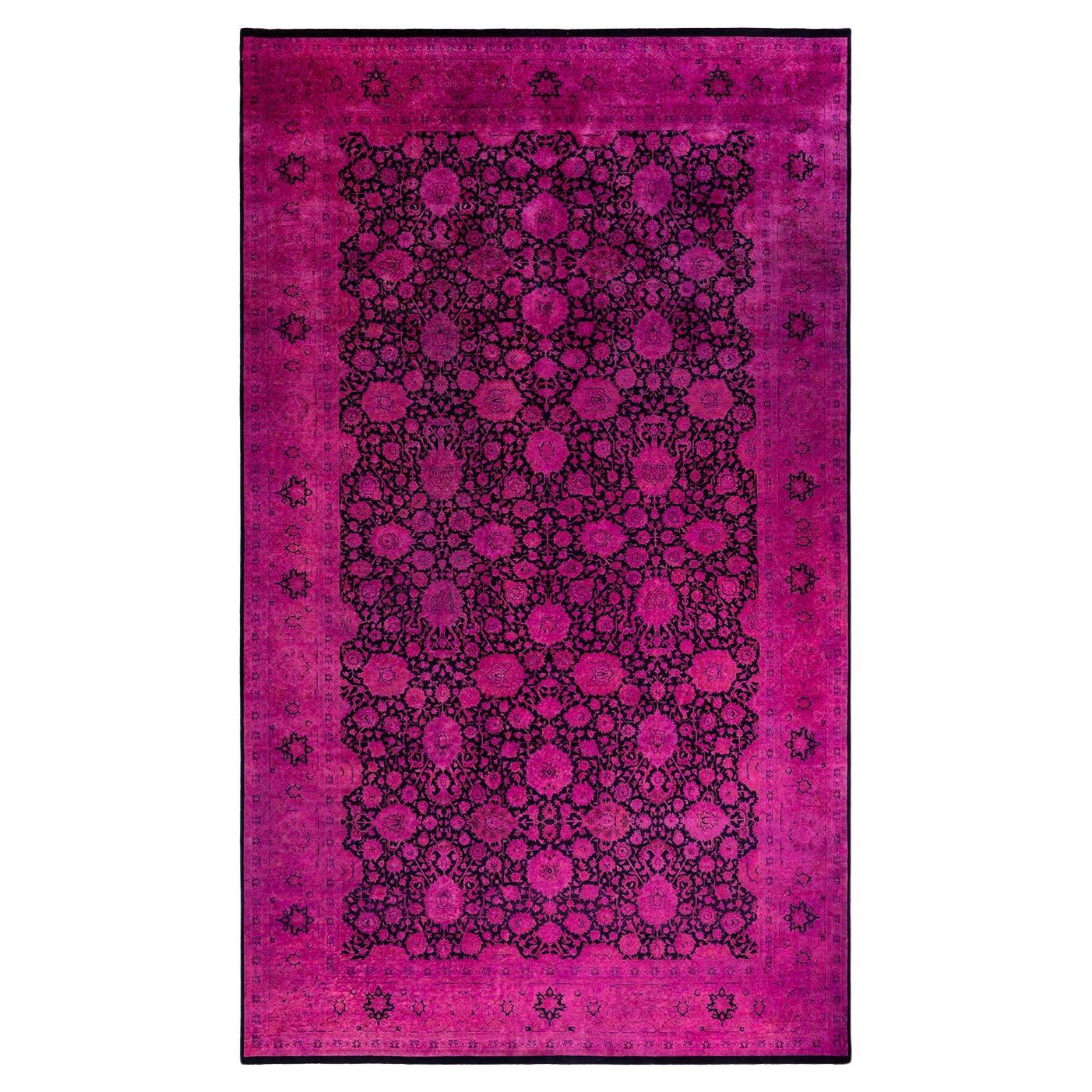 Contemporary Overdyed Hand Knotted Wool Pink Area Rugs (Tappeto rosa in lana)