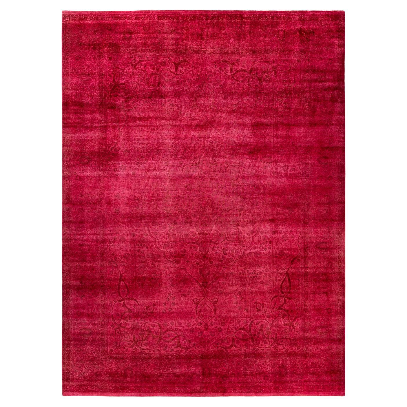 Tapis Contemporary en laine surteinte nouée à la main rose
