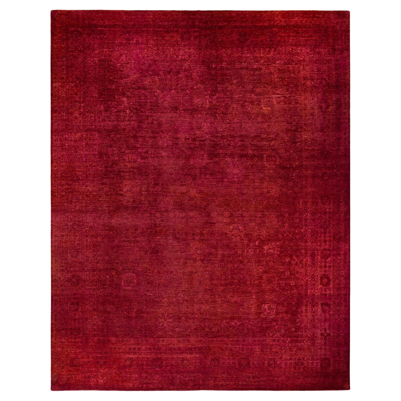 Tapis Contemporary en laine surteinte nouée à la main rose