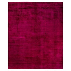Contemporary Overdyed Hand Knotted Wool Pink Area Rug