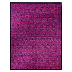 Contemporary Overdyed Hand Knotted Wool Pink Area Rug