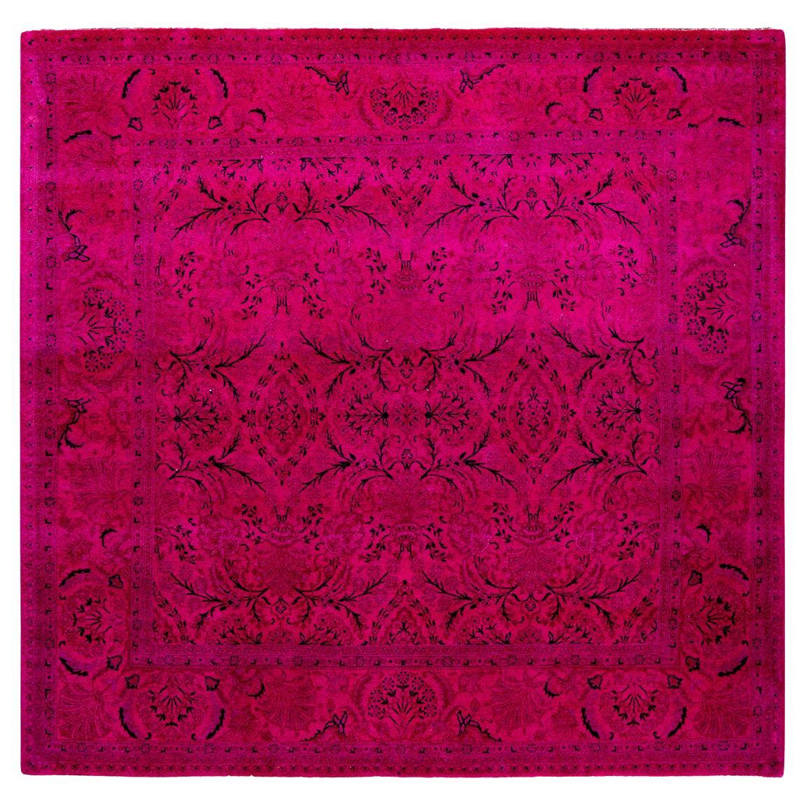 Contemporary Overdyed Hand Knotted Wool Pink Area Rug im Angebot