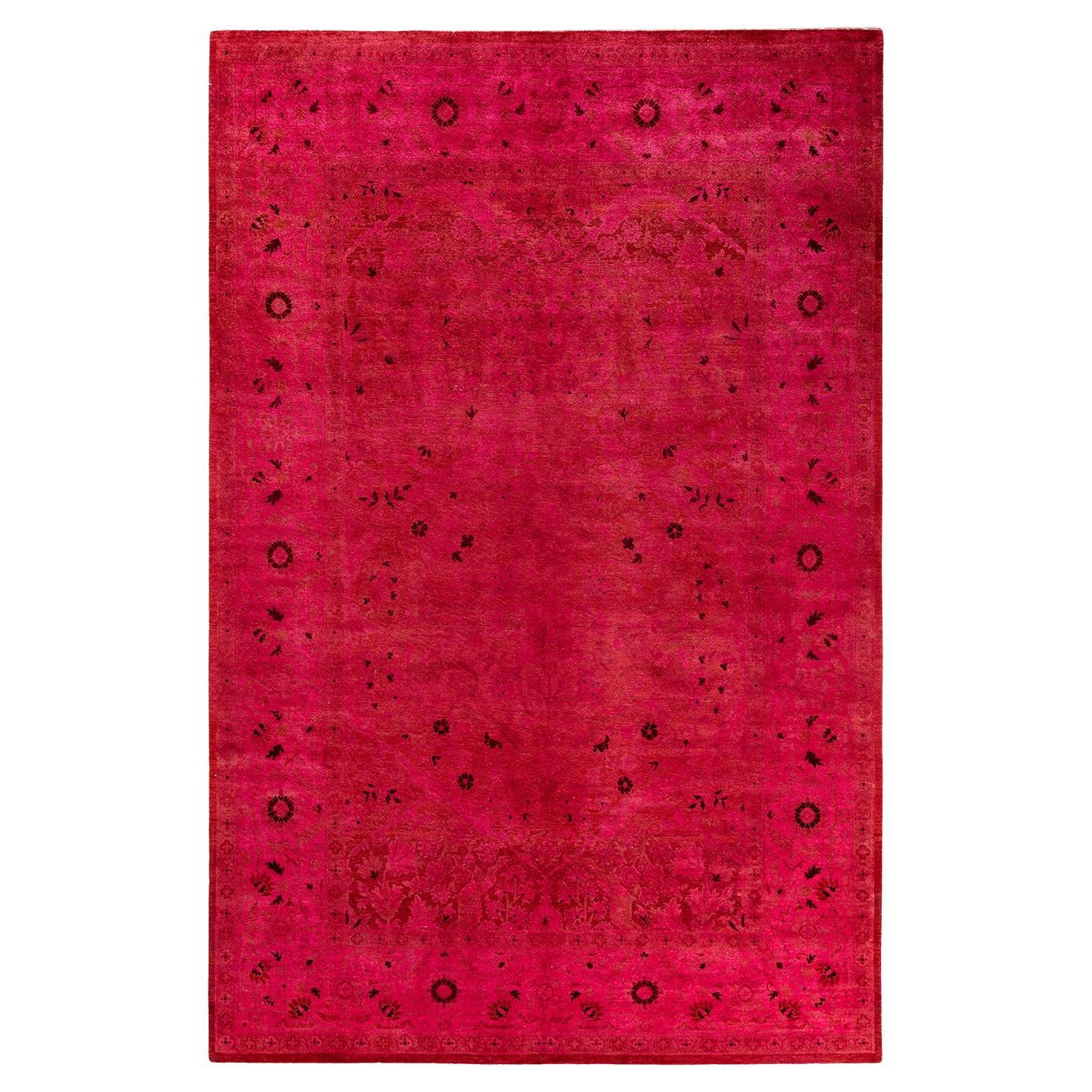 Tapis Contemporary en laine surteinte nouée à la main rose