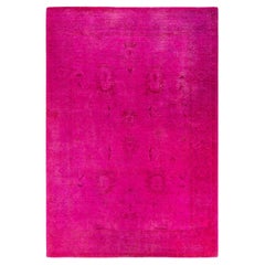 Alfombra de lana teñida a mano contemporánea rosa