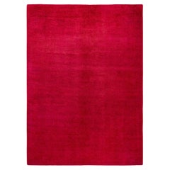 Contemporary Overdyed Hand Knotted Wool Pink Area Rug