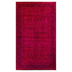 Contemporary Overdyed Hand Knotted Wool Pink Area Rug