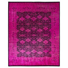 Tapis Contemporary en laine surteinte nouée à la main rose