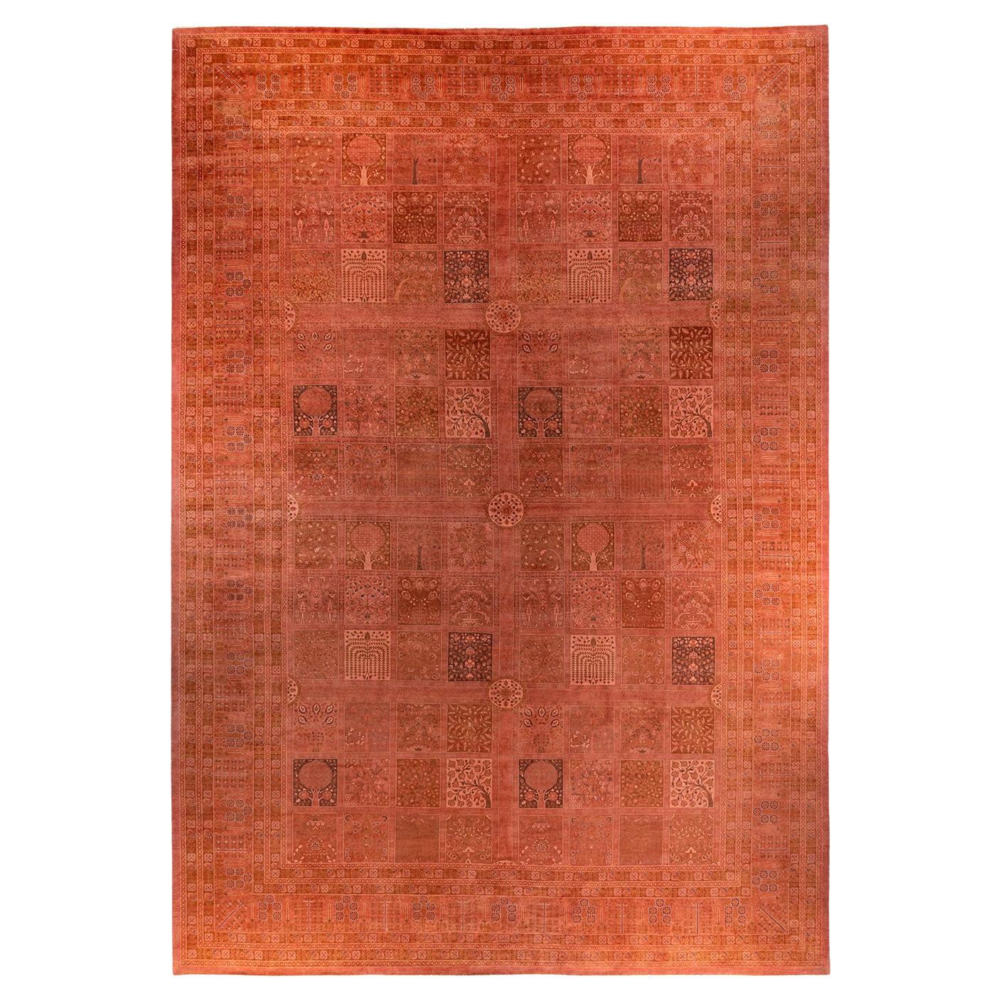 Contemporary Overdyed Hand Knotted Wool Pink Area Rug