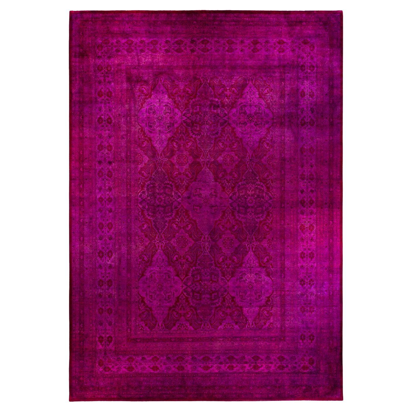 Tapis Contemporary en laine surteinte nouée à la main rose