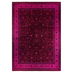 Contemporary Overdyed Hand Knotted Wool Pink Area Rug