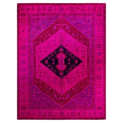 Contemporary Overdyed Hand Knotted Wool Pink Area Rug