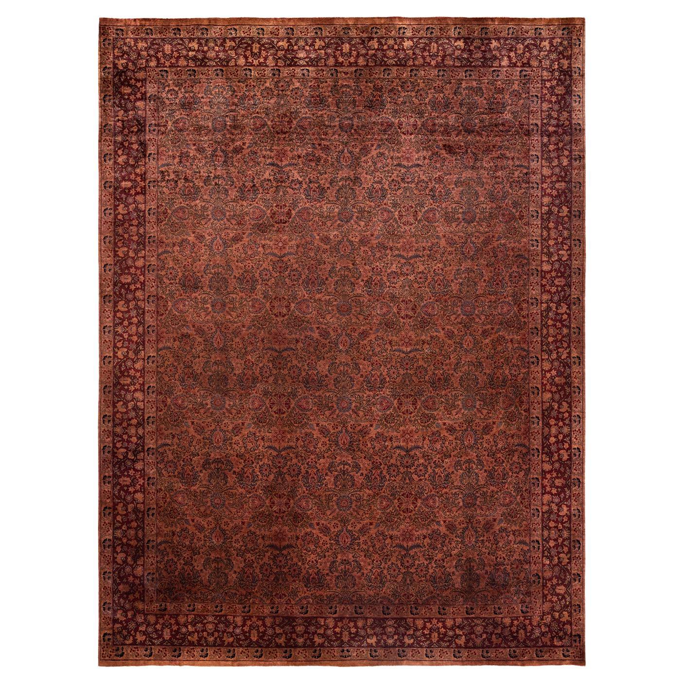 Contemporary Overdyed Hand Knotted Wool Pink Area Rug