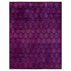 Contemporary Overdyed Hand Knotted Wool Pink Area Rug