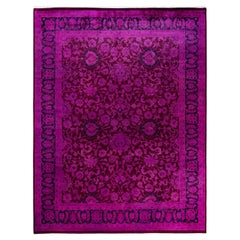 Contemporary Overdyed Hand Knotted Wool Pink Area Rug
