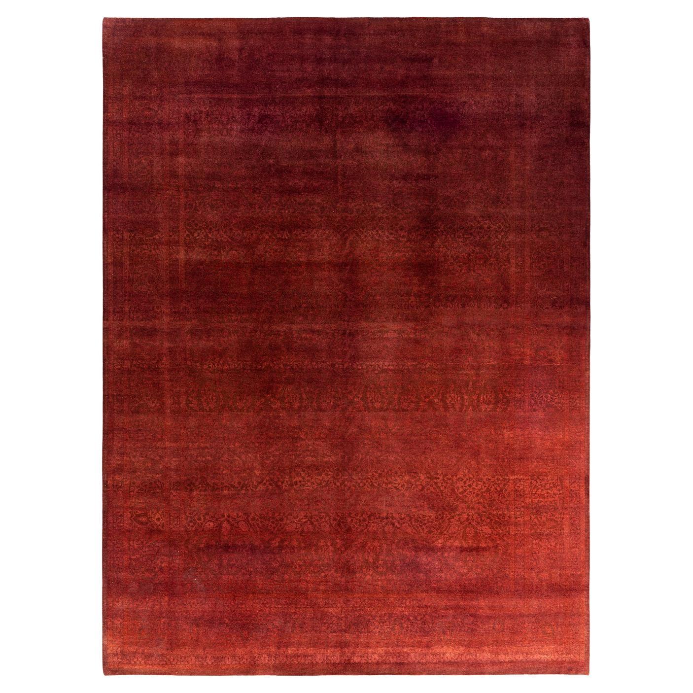 Tapis Contemporary en laine surteinte nouée à la main rose